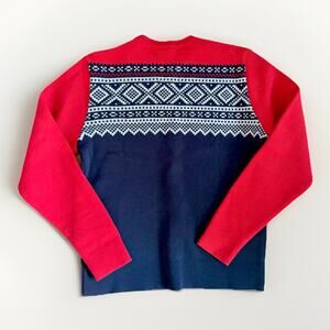 Vintage Grandma Knit Wool Sweater Women’s Medium Red Mock Neck Nordic